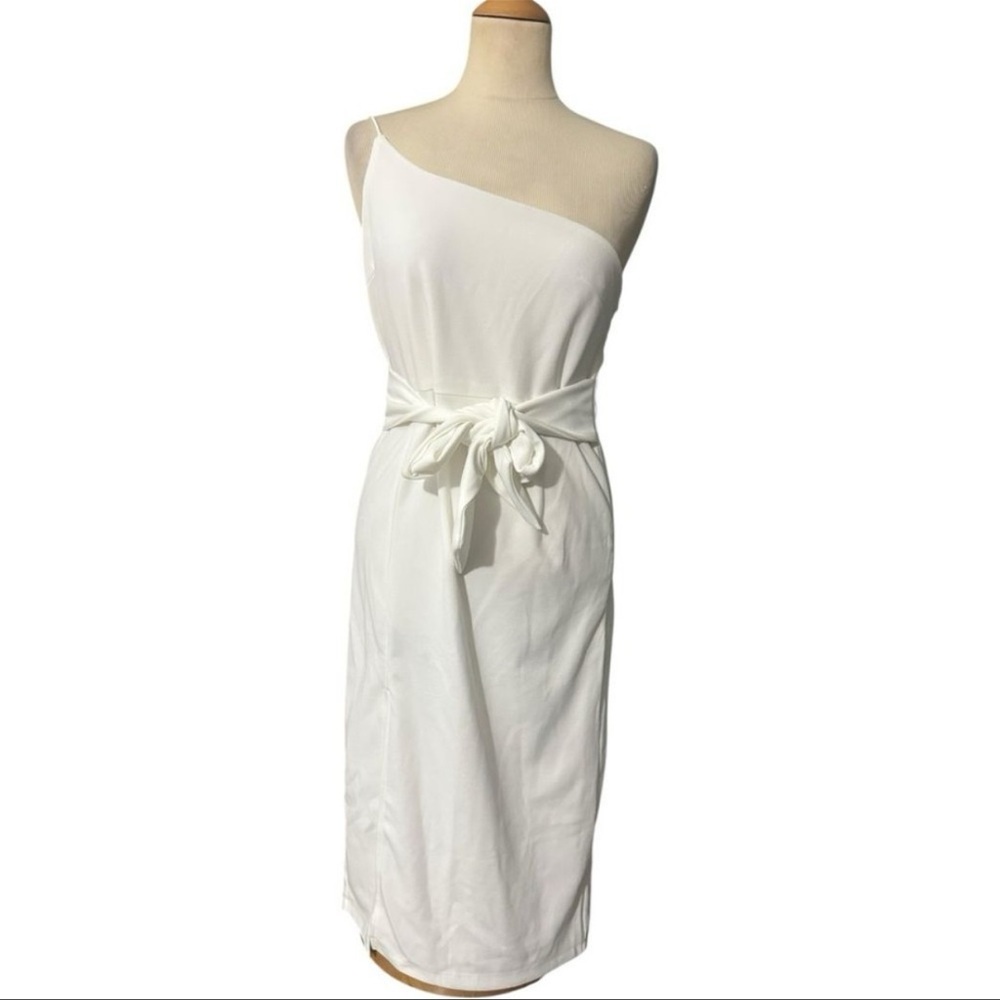 Olia One Shoulder Bodycon Dress NWT White Large